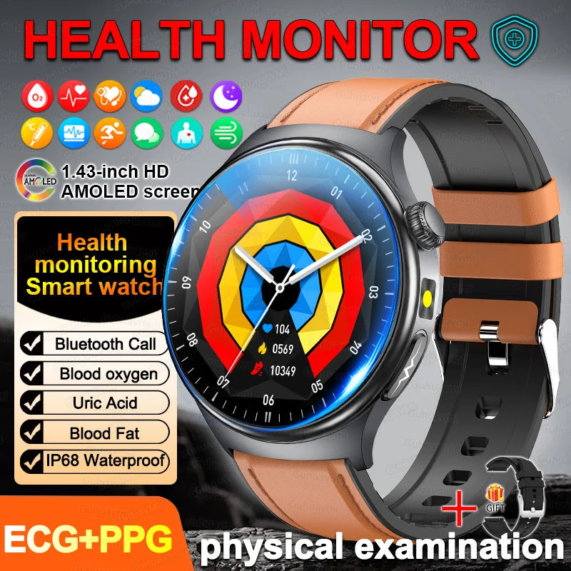 New Accurate ECG Smart Watch Heart Health Analysis Blood oxygen Pressure BT