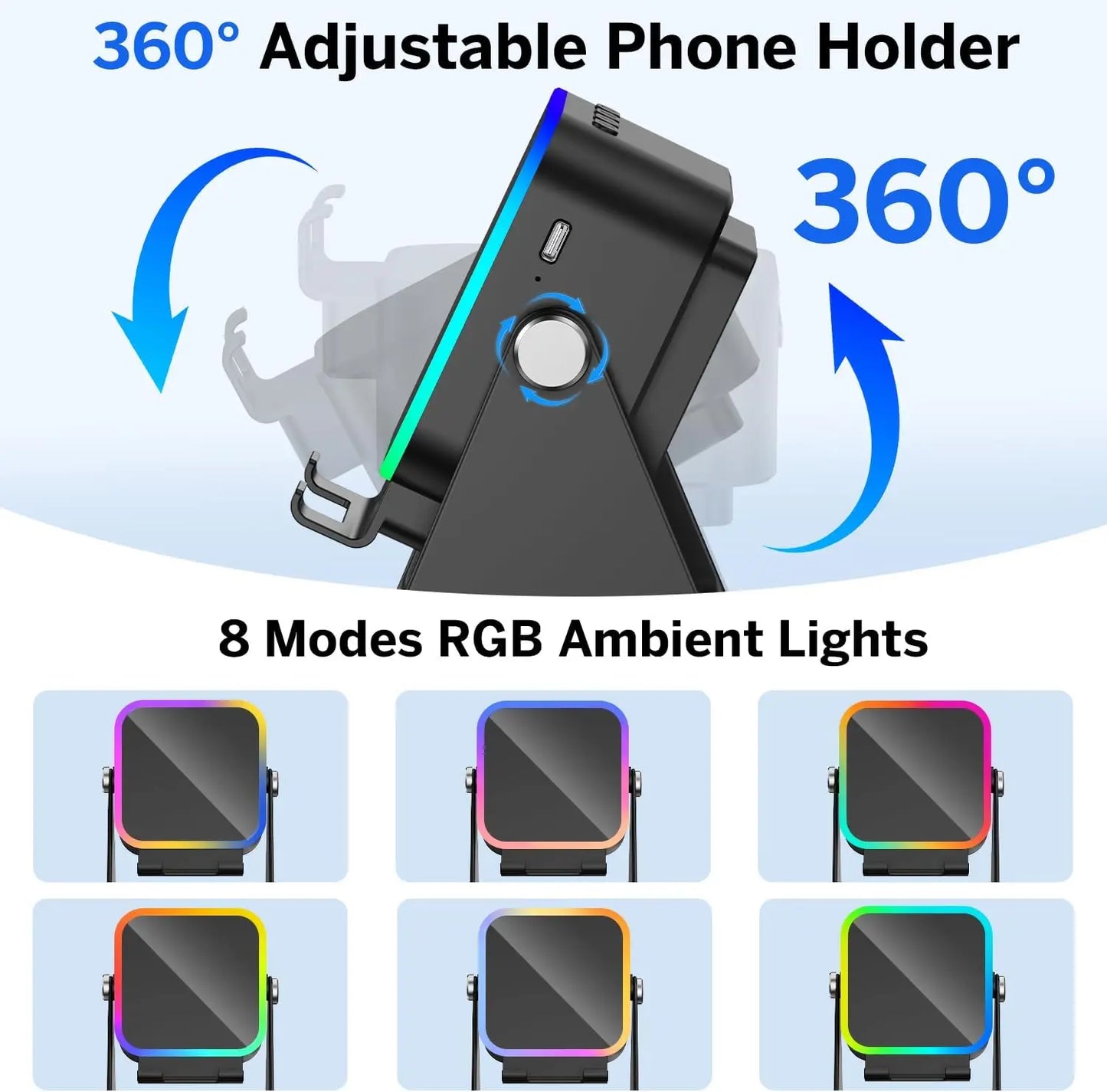 Wireless Induction Speaker 8 RGB Lights HIFI Sound Portable Bluetooth Phone