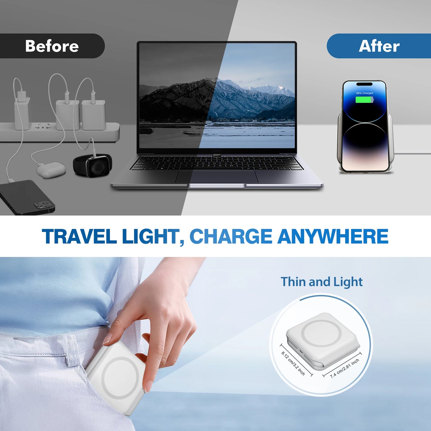 15W Magnetic Wireless Chargers 3 in 1 Foldable Phone Charge Dock Fast Charg