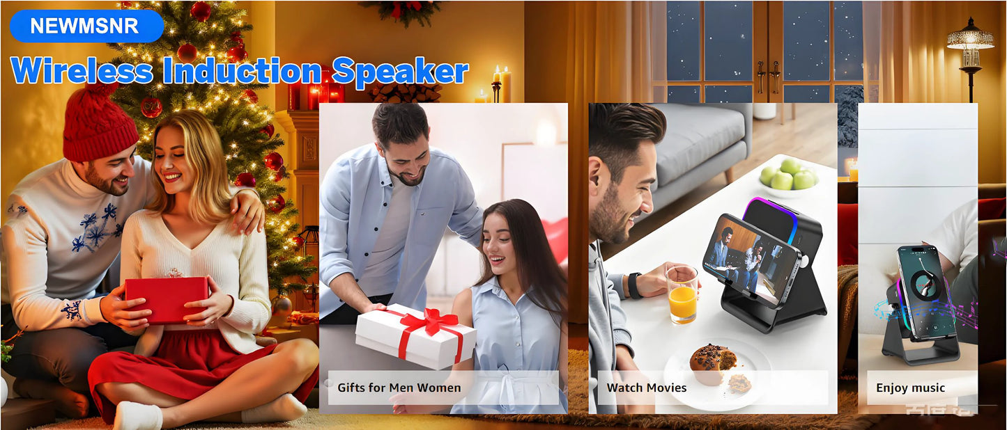 Wireless Induction Speaker 8 RGB Lights HIFI Sound Portable Bluetooth Phone