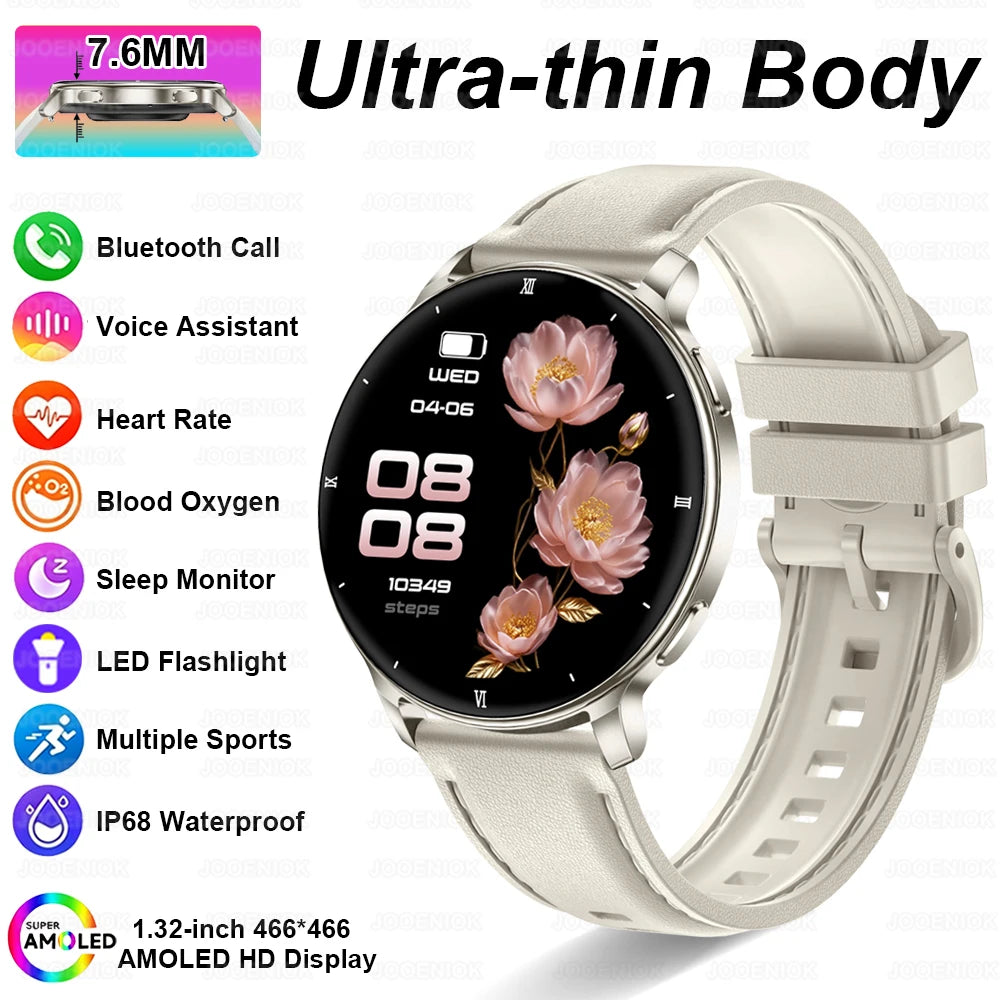 2026New 7.6mm Ultra Thin Women Smartwatch AMOLED Display Bluetooth