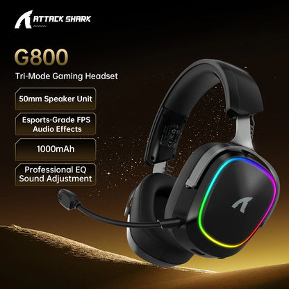 Attack Shark Wireless Gaming Headset Bluetooth Surround Sound