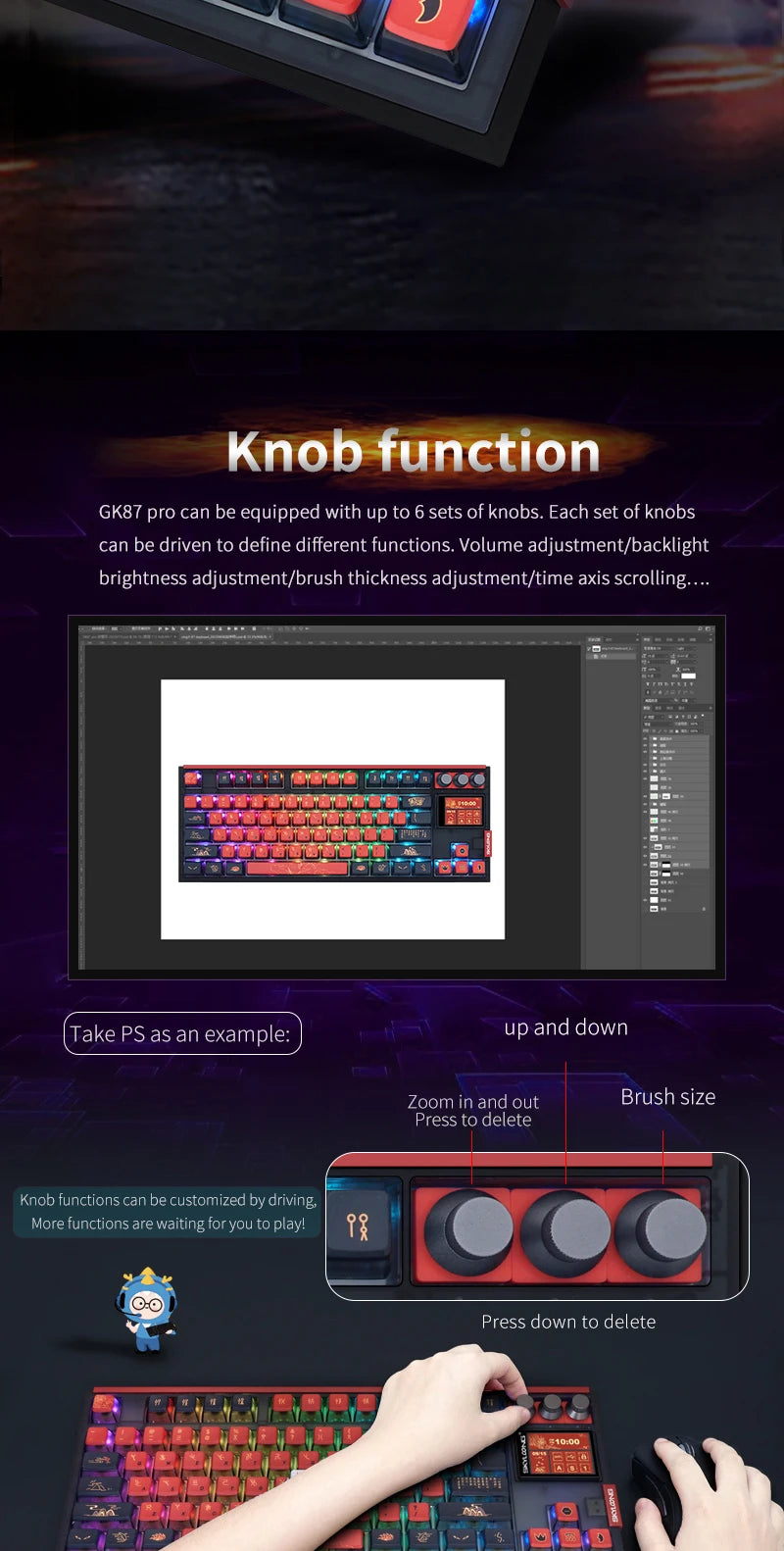 Pro Bluetooth mechanical keyboard 80% TKL low noise switch RGB backlit PBT