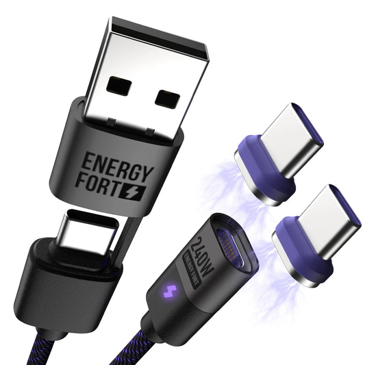 240W Magnetic Phone Charger Magnetic USB C Charging Cable 480Mbps Data