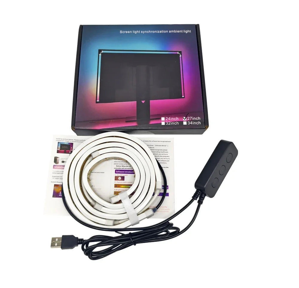 USB Computer Sync Light Strip PC Strip Lights 24 27 32 34 Inch Monitor RGB