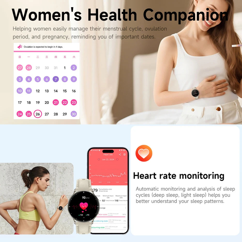 2026New 7.6mm Ultra Thin Women Smartwatch AMOLED Display Bluetooth