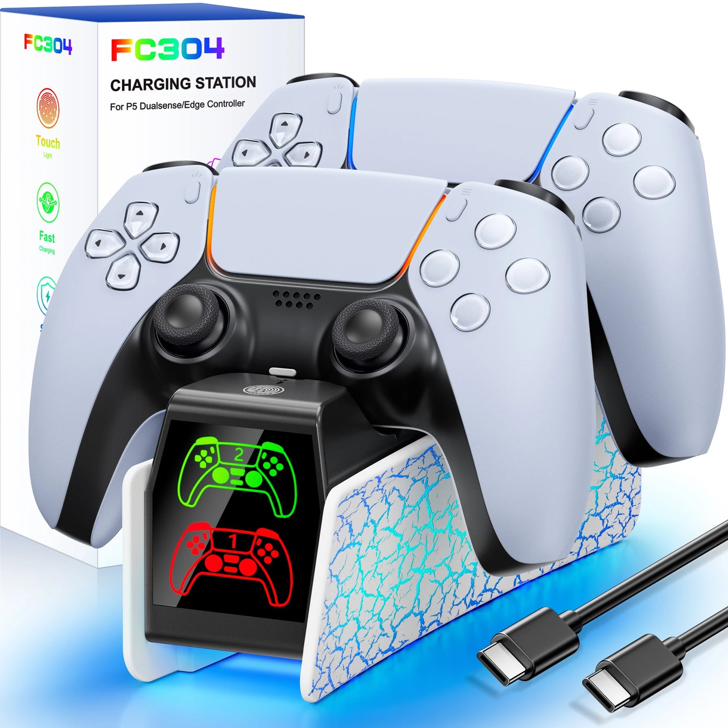 RGB Controller Charging Station For PS5 Dual Fast Charger RGB Indicator Charging