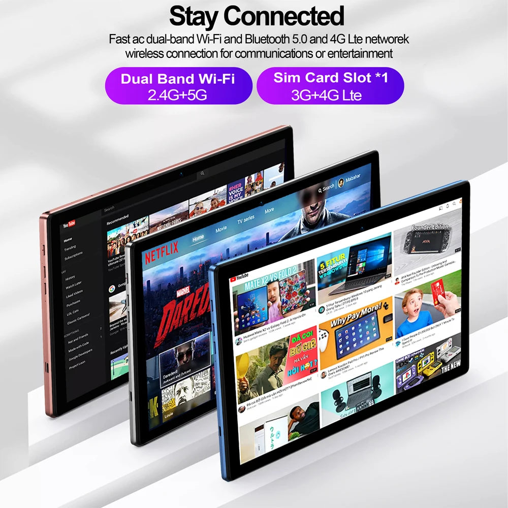 New 10.1 Inch Tablet Pc Android 13 Octa Core 8GB RAM 256GB ROM Dual Tablets