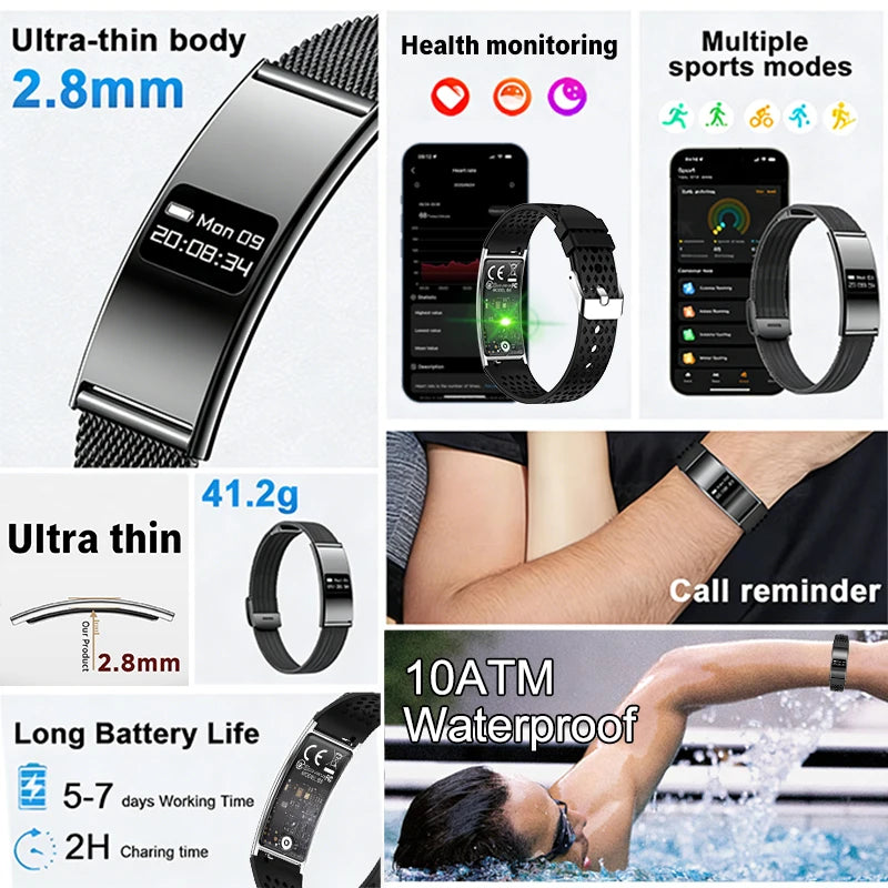 New Smart Bracelet Men Fitness Tracker IPX8 Waterproof Heart Rate Sleep Monitor