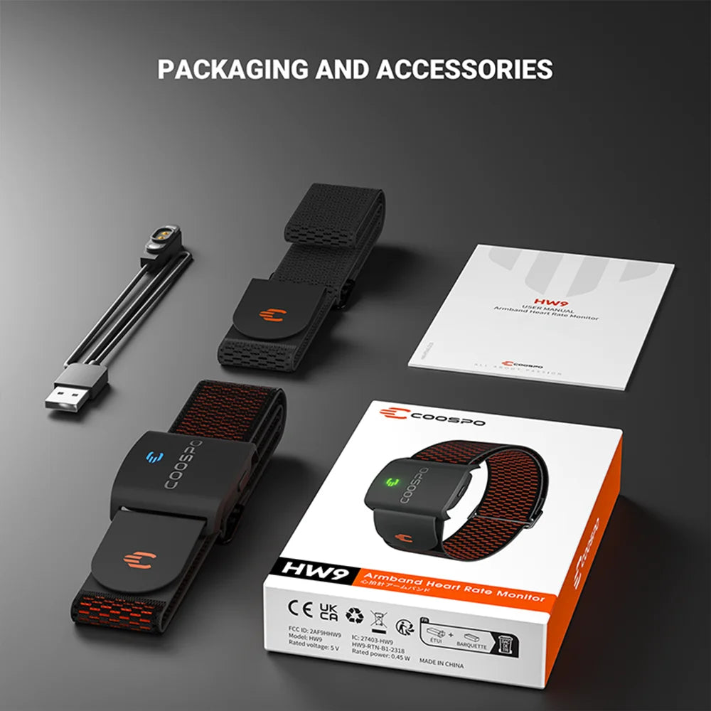 COOSPO HW9 Armband Heart Rate Monitor with HR Zones/Calories HRM