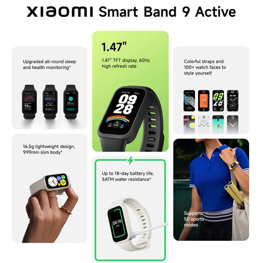 Xiaomi Mi Band 9 Active Global Version Smart Bracelet 9 Color 1.47" TFT Display
