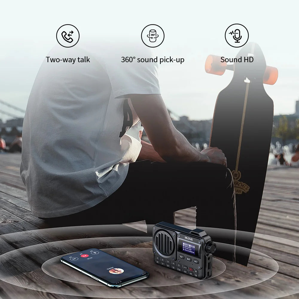 MLOVE BV800 Super-Portable Bluetooth Speaker with FM Radio LCD Screen