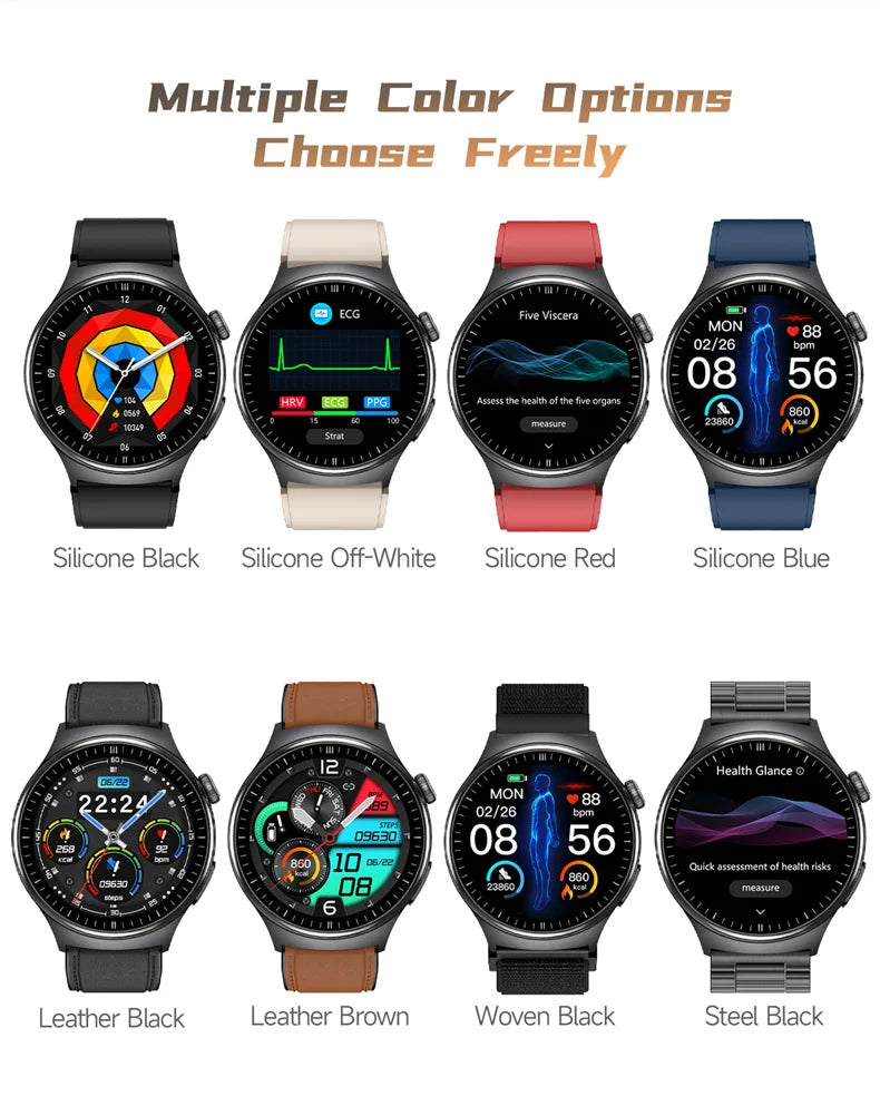 New Accurate ECG Smart Watch Heart Health Analysis Blood oxygen Pressure BT