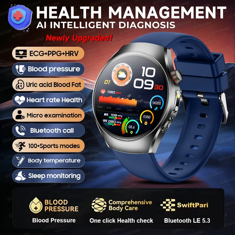 2026 New Accurate Body Health analysis Smart Watch Men ECG Blood lipids Uric