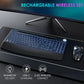 Wireless Keyboard with 7 Colored Backlits, Wrist Rest, Phone Holder Keyboard