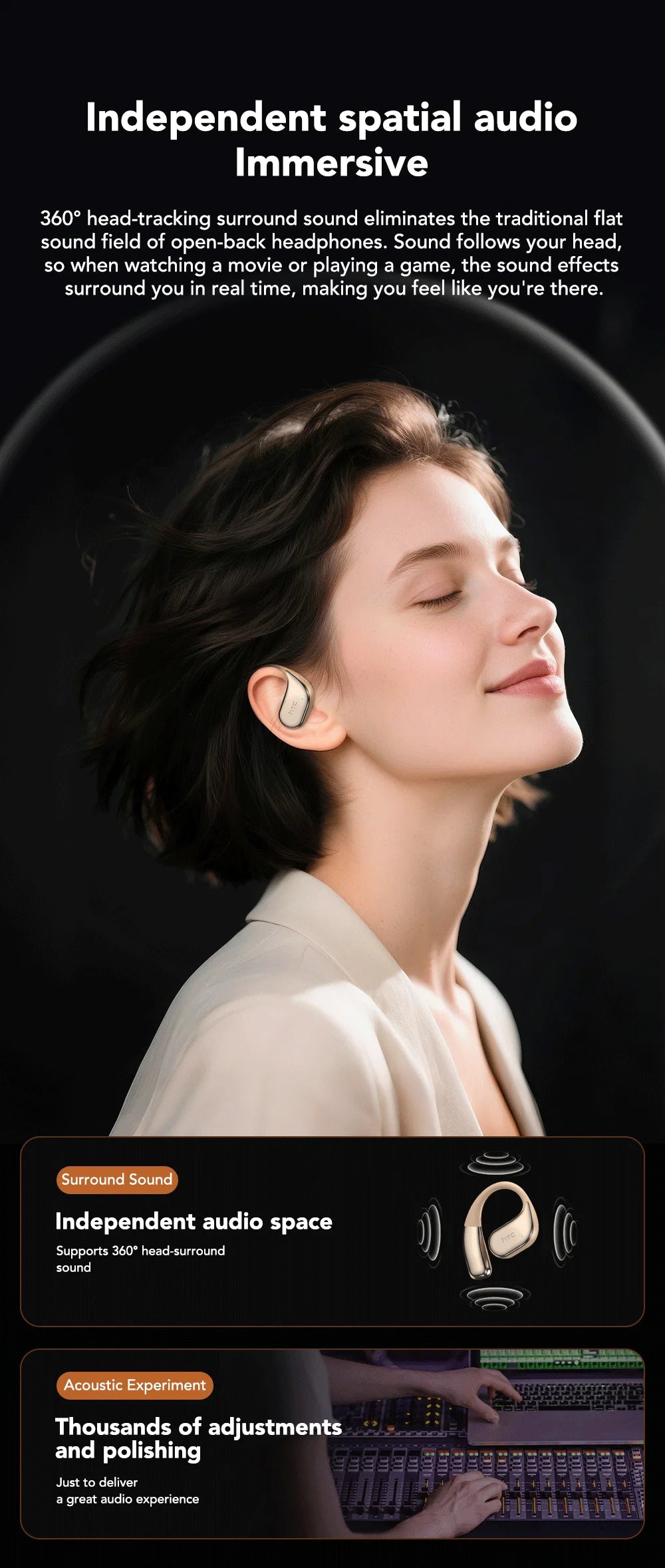 Earphones Bluetooth OWS Sports Wireless Headphones Noise Reduction Earbud