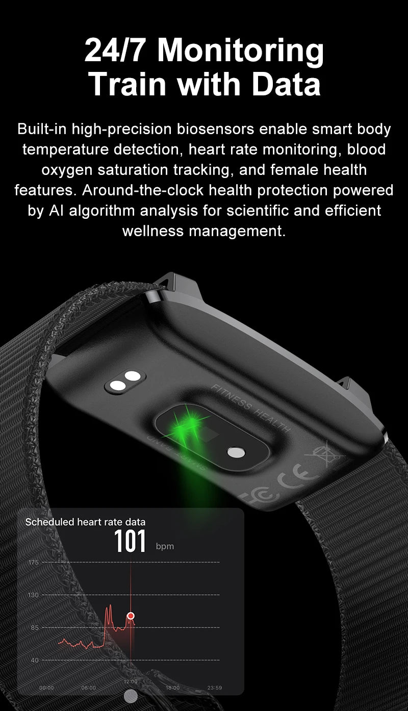 Smart Bracelet Sports Fitness Tracker Health Monitoring Step Count Heart