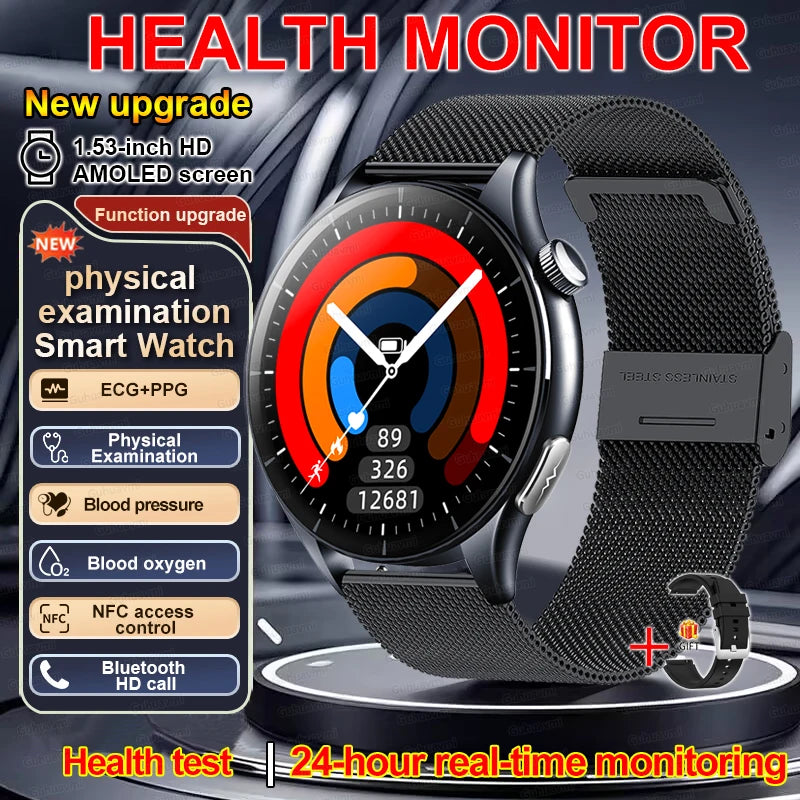 2026 New Smart Watch NFC ECG+PPG Blood oxygen Uric Acid Blood Pressure