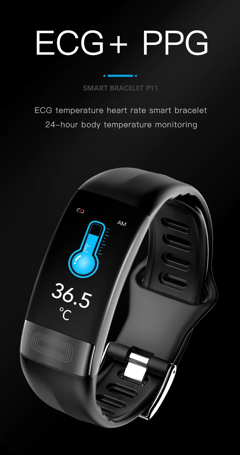 ECG+PPG Smart Wristband Fitness Tracker for Women Men Calorie Blood