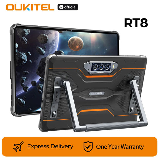 Oukitel RT8 Rugged Tablet G99 48MP Camera, NFC Tablets PC with Stand, Android 15