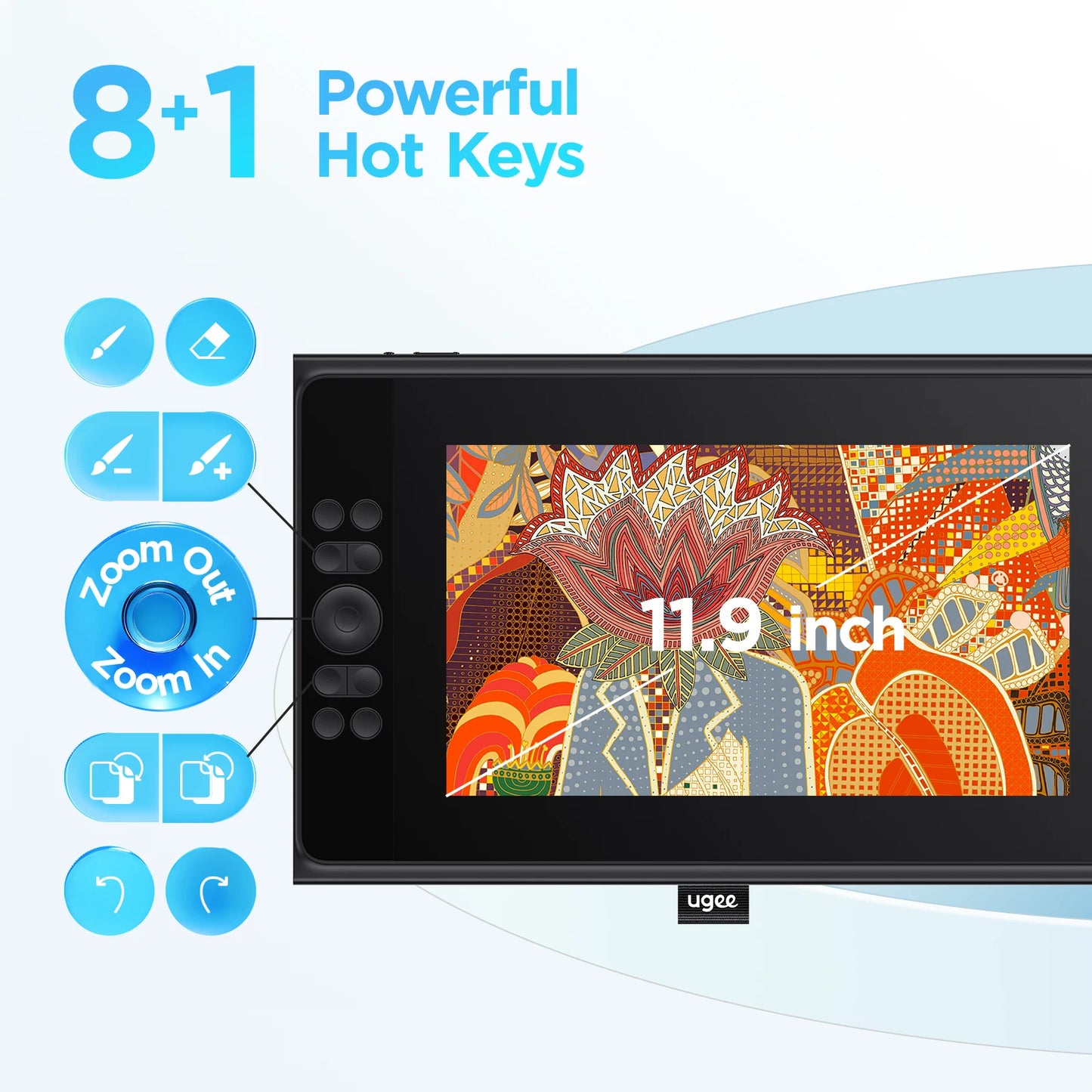 UGEE UE12 Plus Digital Pen Tablet Monitor with 11.9 HD Screen Drawing Tablet