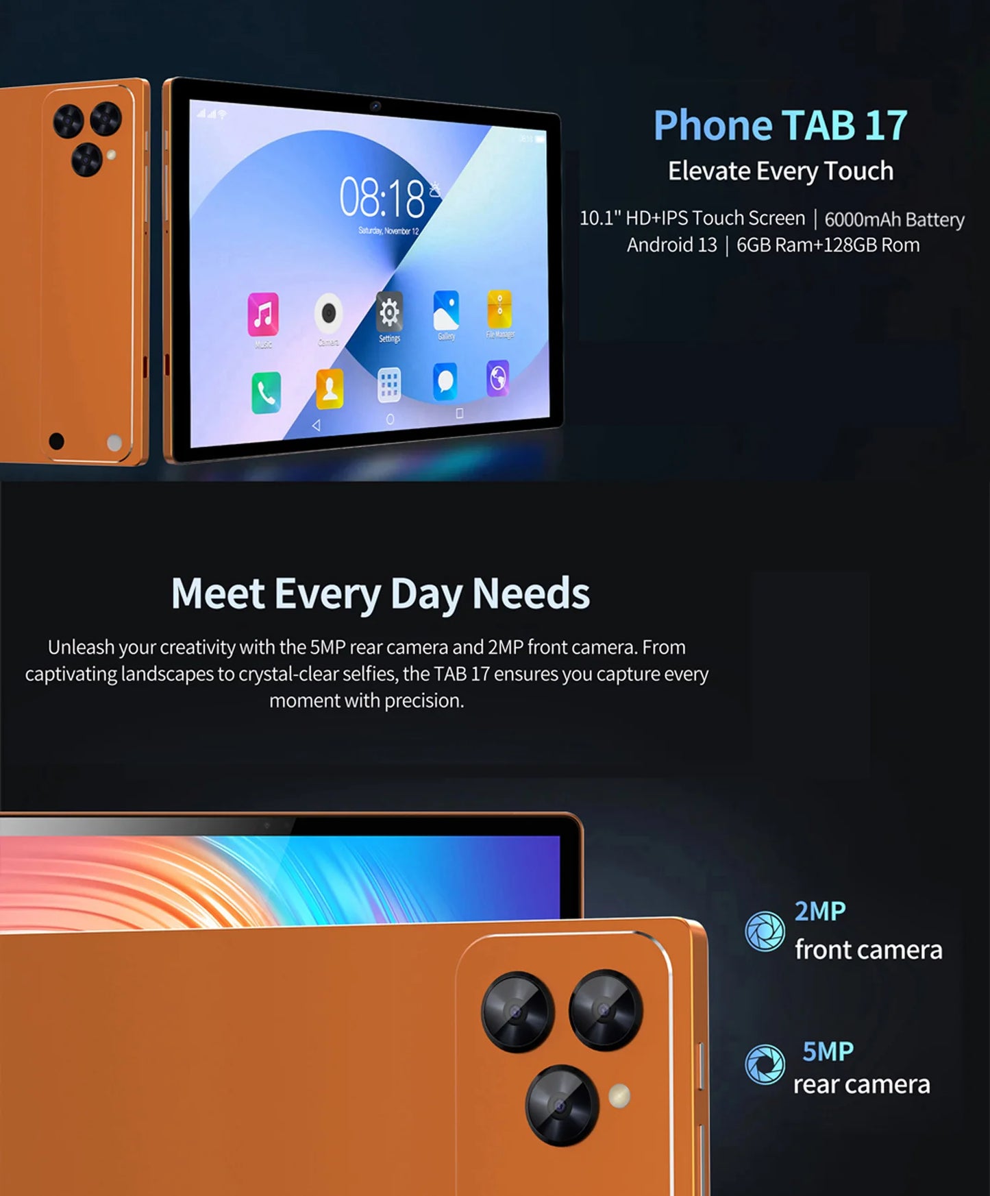 BDF- i17 phone tablets 10.1 Inch Octa Core 6GB RAM 128GB ROM Dual SIM