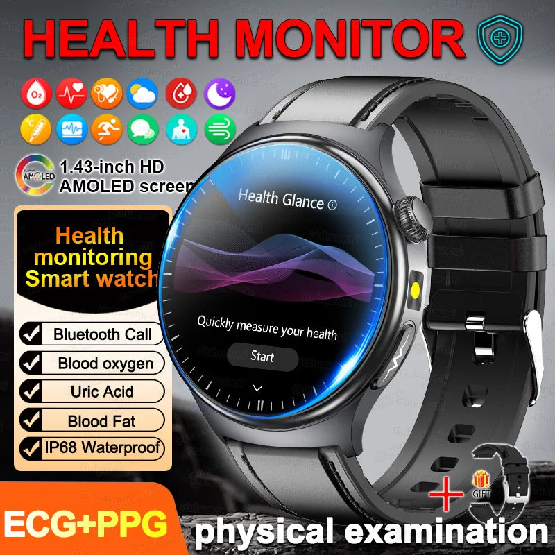 New Accurate ECG Smart Watch Heart Health Analysis Blood oxygen Pressure BT