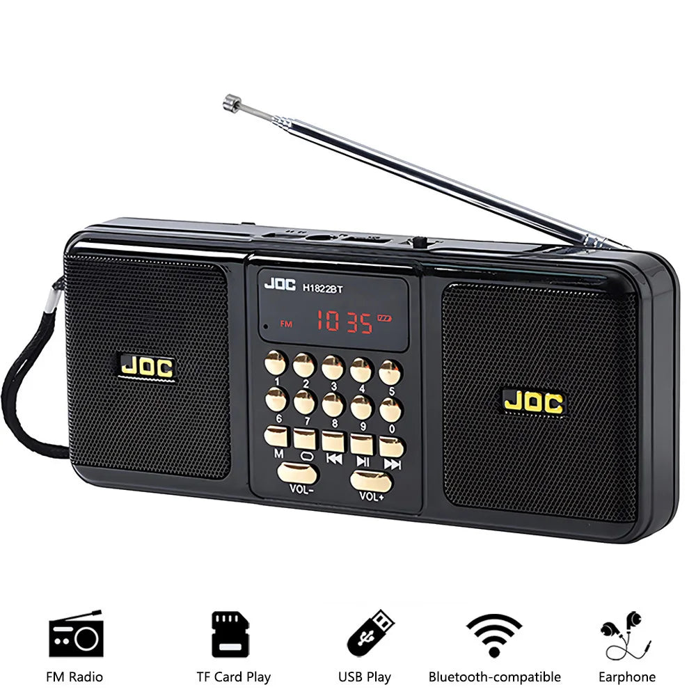Portable FM Radio Rechargeable Battery Wireless Speaker Support TF USB MP3