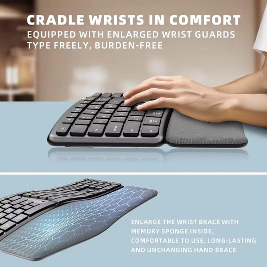 Ergonomic 2.4G Wireless Keyboard Comfortable Natural Bluetooth Keyboard