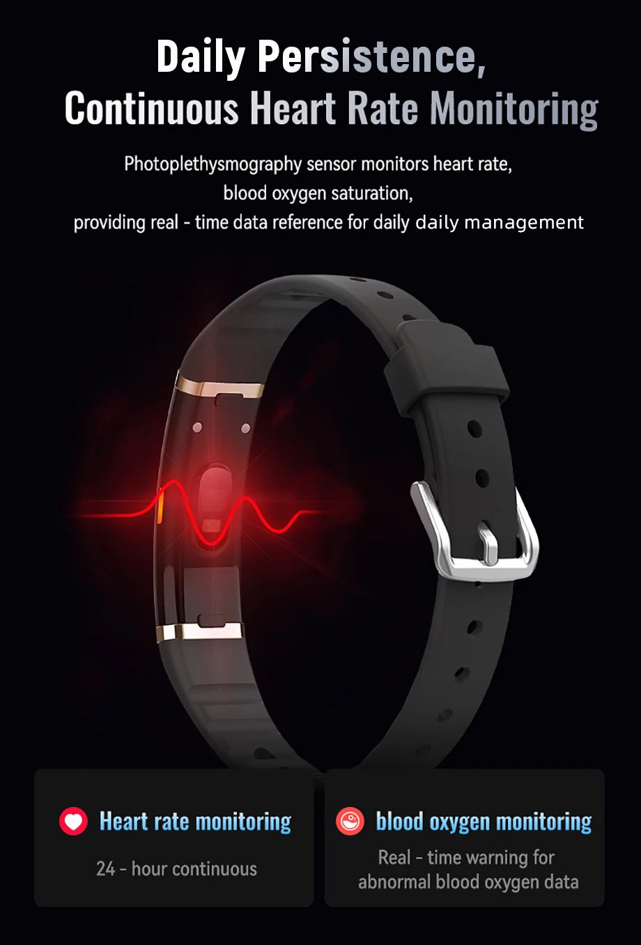 New Fashion Bluetooth Smart Bracelet Health Heart Rate Sleep Stress Monitoring