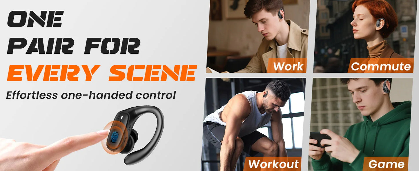 Sports Bluetooth 5.3 Headphones Wireless Earbuds Ear Buds with ENC