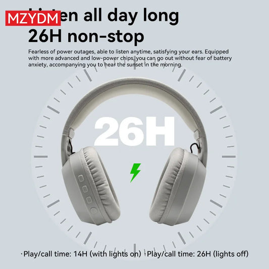 MZYDM Over Ear Headset Bluetooth5.4 Wireless Stereo Gaming Earphones