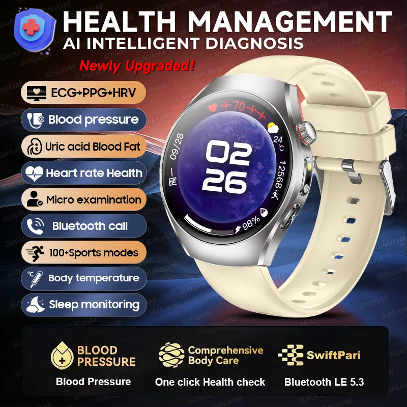 2026 New Accurate Body Health analysis Smart Watch Men ECG Blood lipids Uric