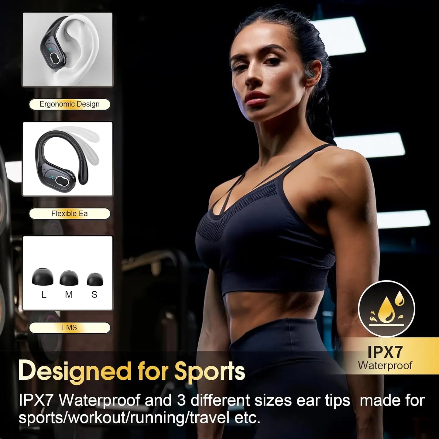 TWS Sports Earbuds Bluetooth 5.4 HIFI Bass Wireless Headphones LED Touch