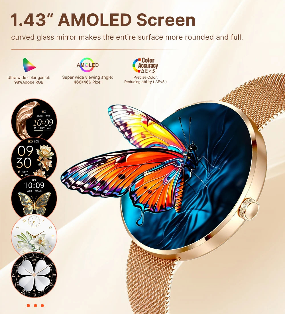 MEVADEN 8.5mm Ultra-thin Luxury Stainless Steel Smart Watch Women