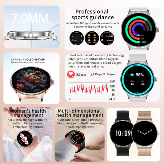 ChiBear Ultra Thin Fashion Smart Watch Women Screen Always Display Time