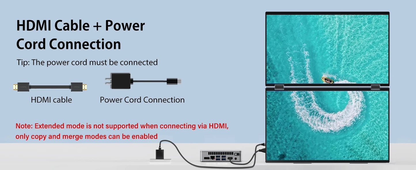 Dual Portable Monitor FHD Laptop Screen Extender Folding Stacked Monitors