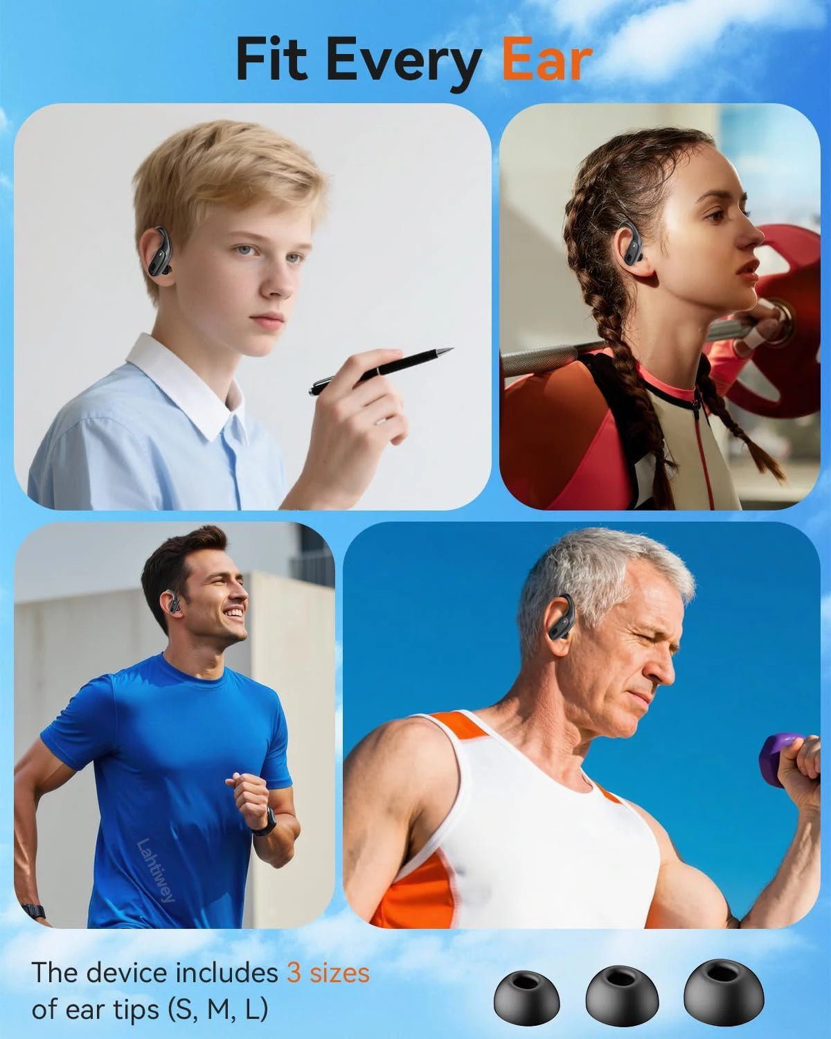 Sports Bluetooth 5.3 Headphones Wireless Earbuds Ear Buds with ENC