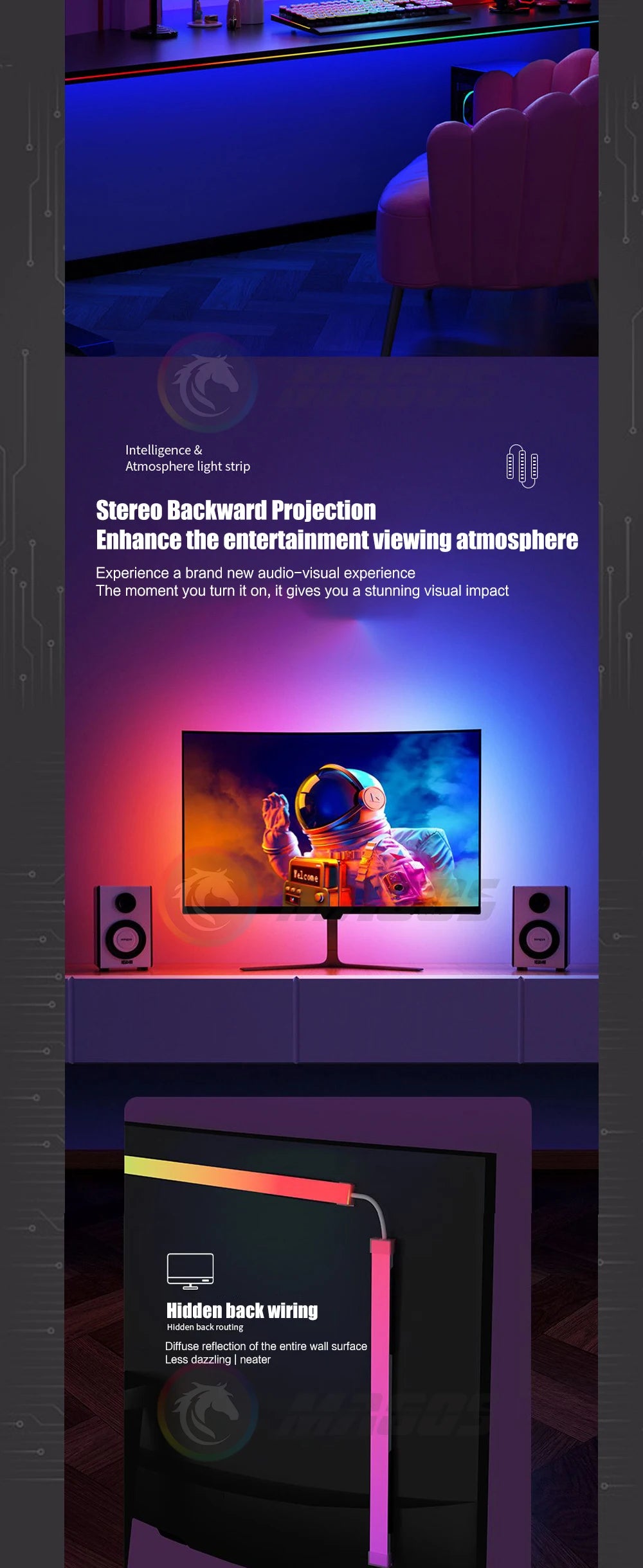 Skydimo Monitor Ambilight Lights PC E-Sport Gamer Ambient RGB Strip, Desktop