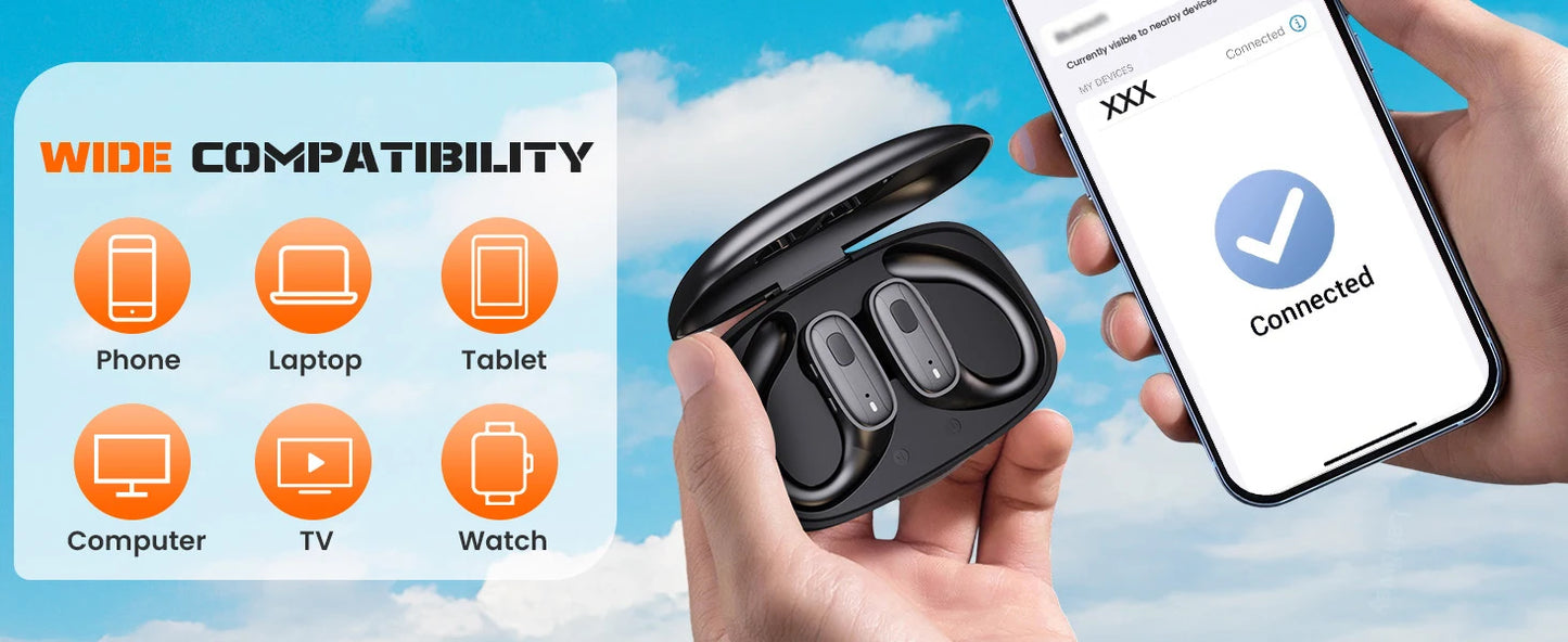 Sports Bluetooth 5.3 Headphones Wireless Earbuds Ear Buds with ENC