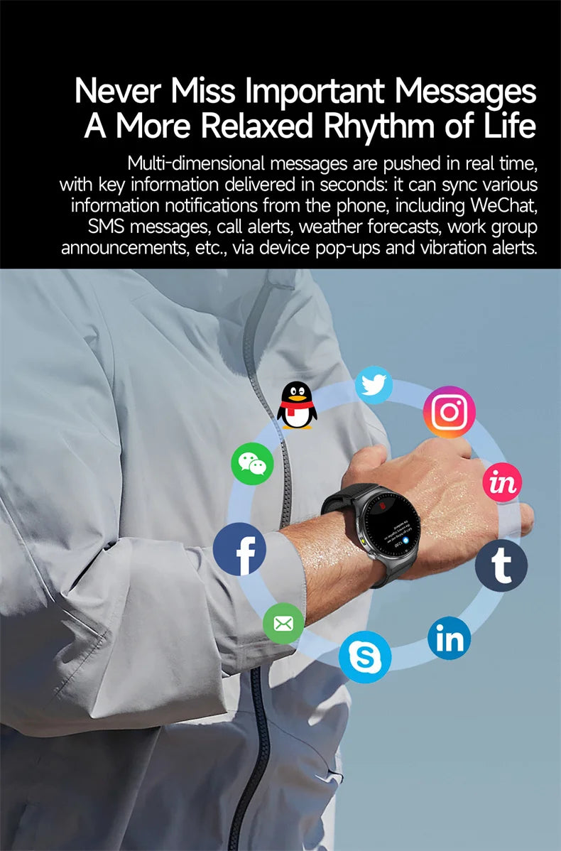 New Accurate ECG Smart Watch Heart Health Analysis Blood oxygen Pressure BT