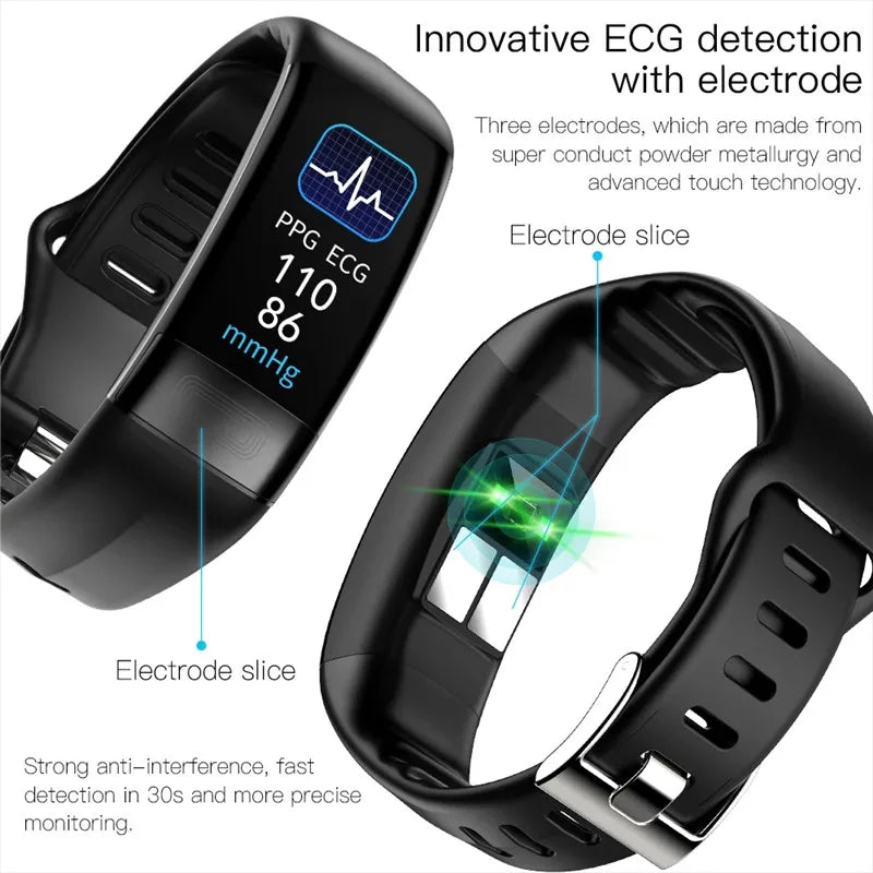 ECG+PPG Smart Wristband Fitness Tracker for Women Men Calorie Blood