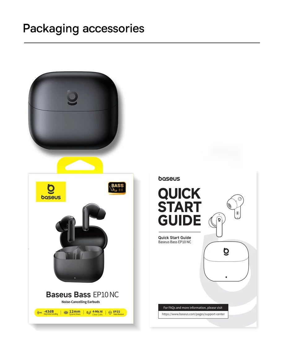 Baseus Bass Noise Cancelling ANC True Wireless Earbuds Bluetooth Ear buds