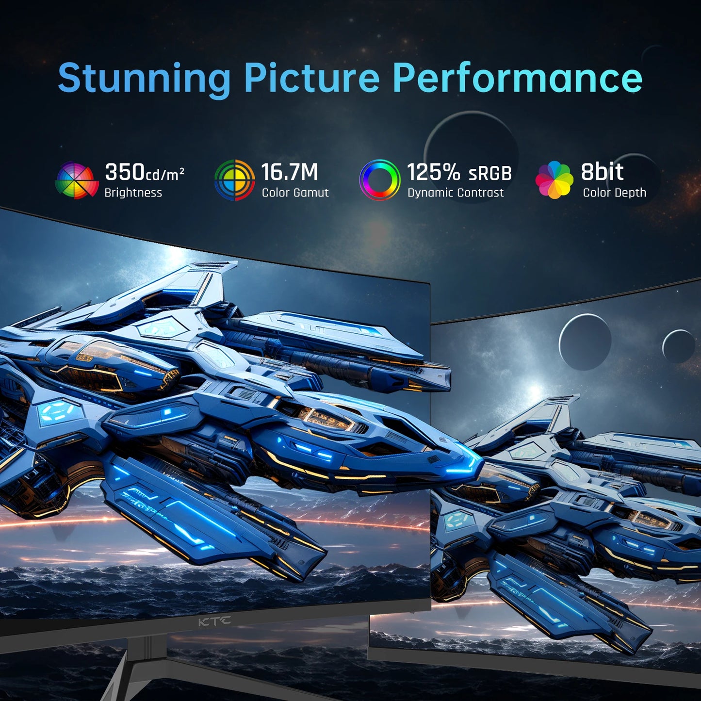 Curved Gaming Monitor Ports VESA,Tilt Adjustable Monitor