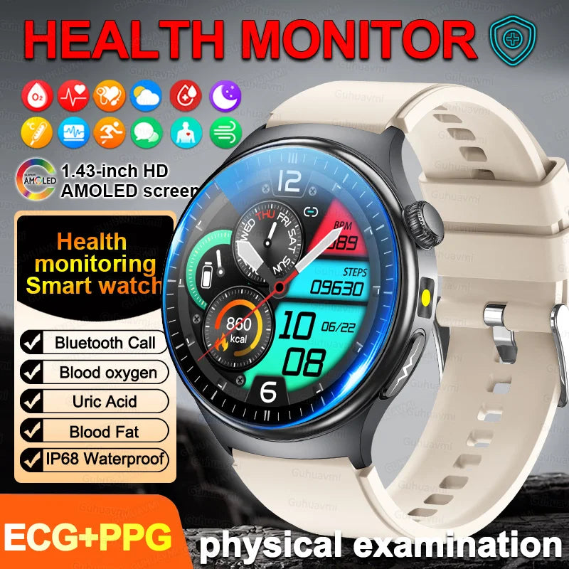 New Accurate ECG Smart Watch Heart Health Analysis Blood oxygen Pressure BT
