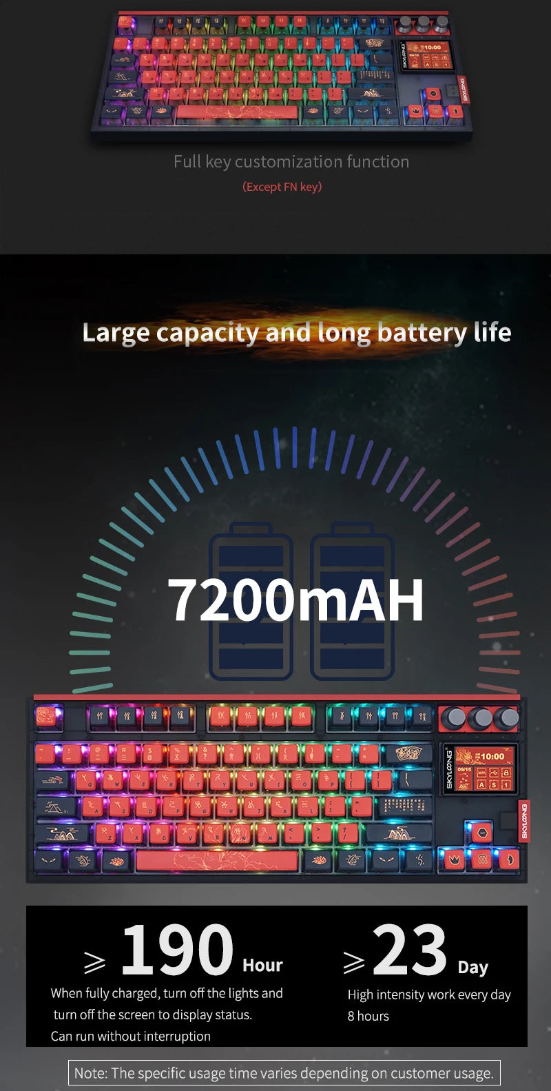 Pro Bluetooth mechanical keyboard 80% TKL low noise switch RGB backlit PBT