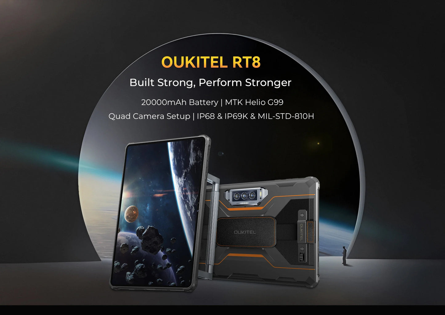 Oukitel RT8 Rugged Tablet G99 48MP Camera, NFC Tablets PC with Stand, Android 15