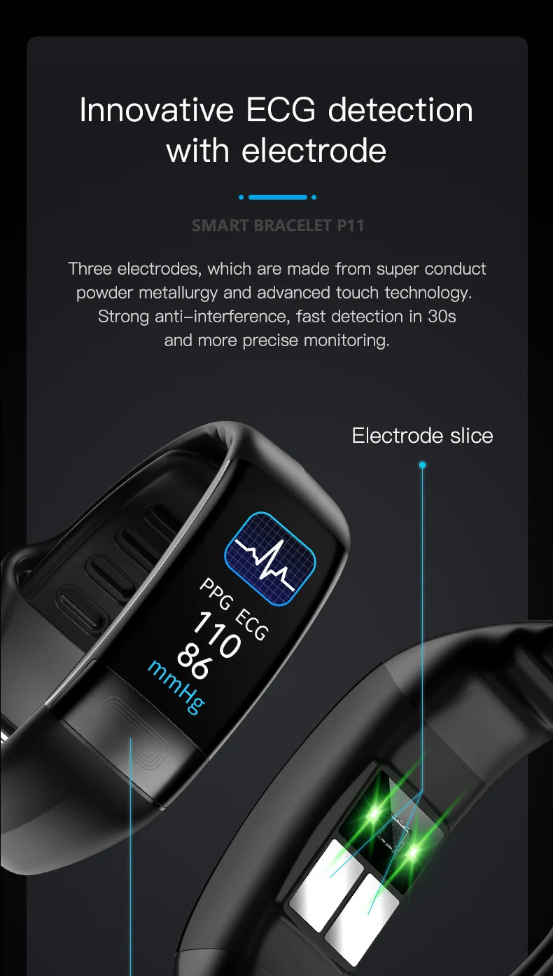 ECG+PPG Smart Wristband Fitness Tracker for Women Men Calorie Blood