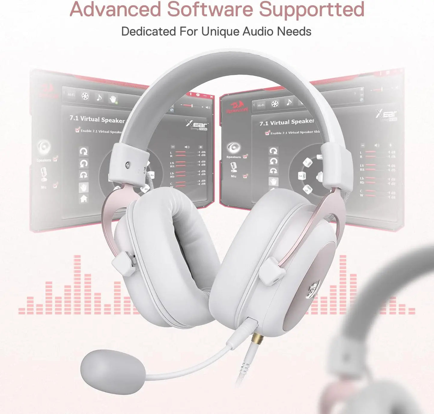 Redragon White Wired Gaming Headset - 7.1 Surround Sound Memory Foam Ear