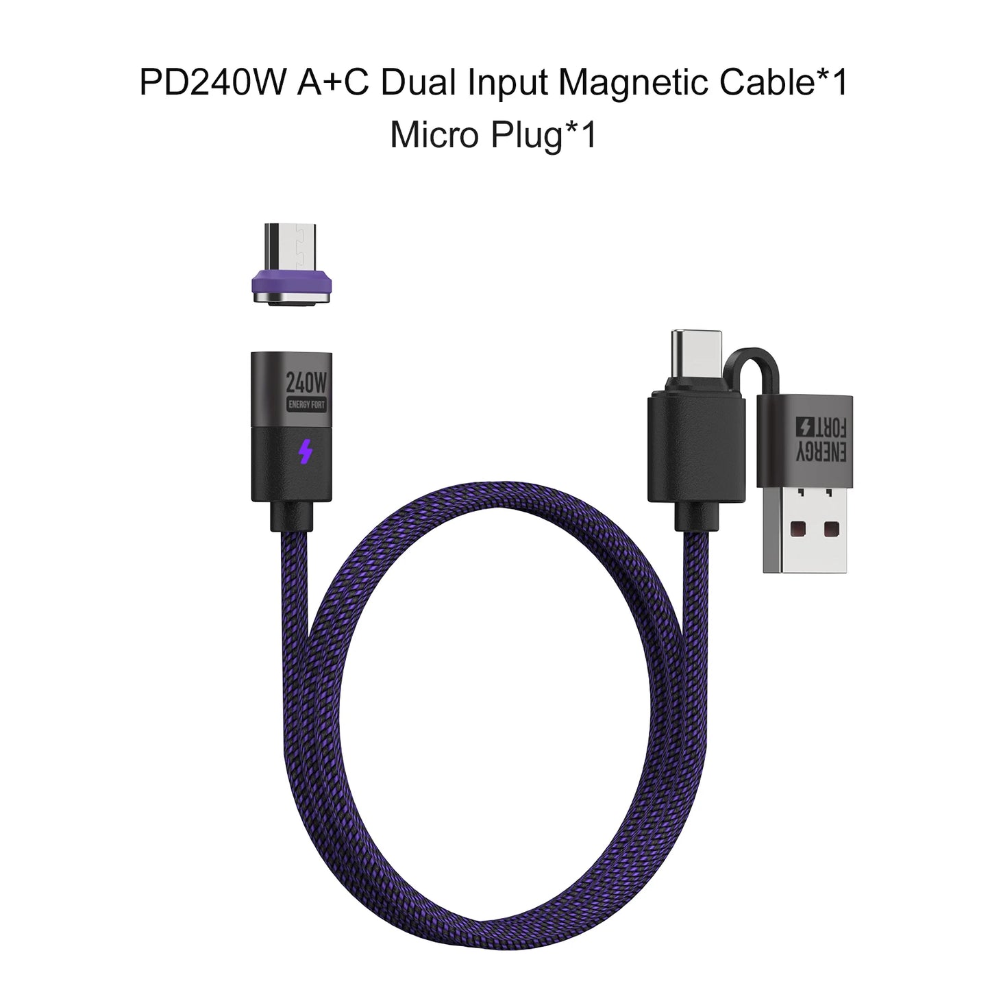 240W Magnetic Phone Charger Magnetic USB C Charging Cable 480Mbps Data